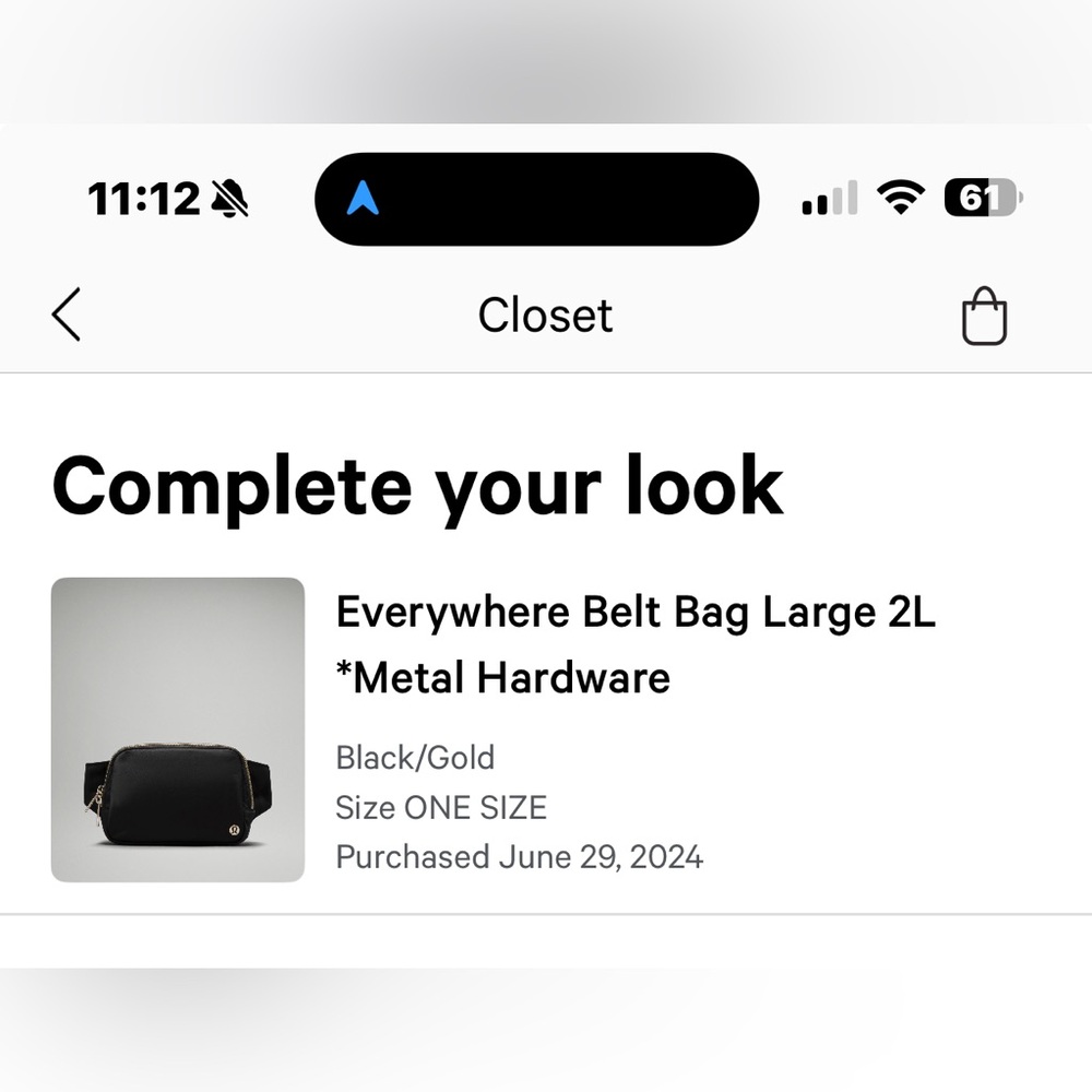 Retired Lululemon Everywhere Belt Bag Large 2L w/ Gold Hardware - Picture 8 of 10